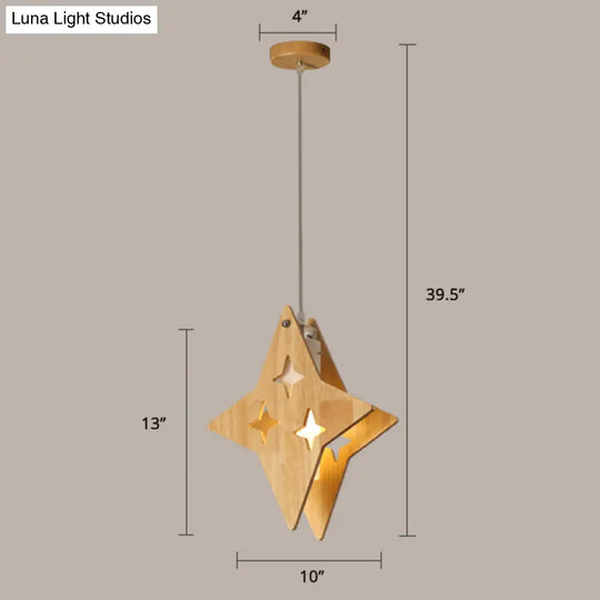 Nordic Beige Wooden Pendant Lamp Elegant Suspended Fixture For Dining Room