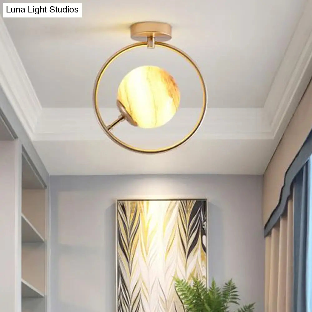 Bell & Ring Corridor Ceiling Light Glass Mini Semi Flush Mount