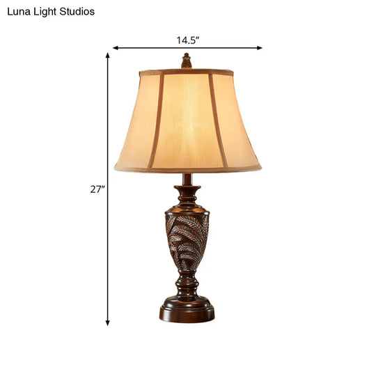 Bell Shaped Bronze Table Lamp With Resin Base - Traditional Desk Light 1-Light Design