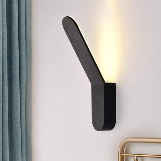 Bend Wall Washer Light - Black/White Nordic Metal Sconce For Corridor Oval Shape Warm/White Led