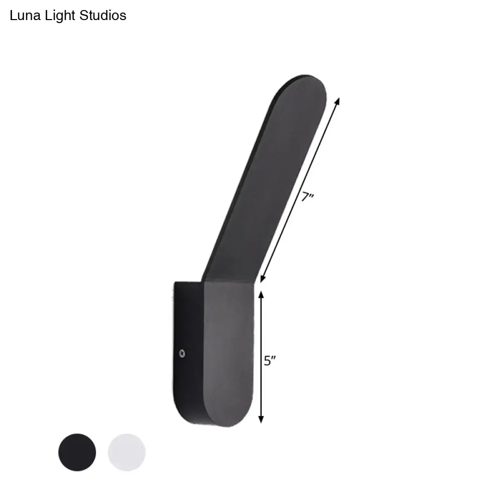 Bend Wall Washer Light - Black/White Nordic Metal Sconce For Corridor Oval Shape Warm/White Led