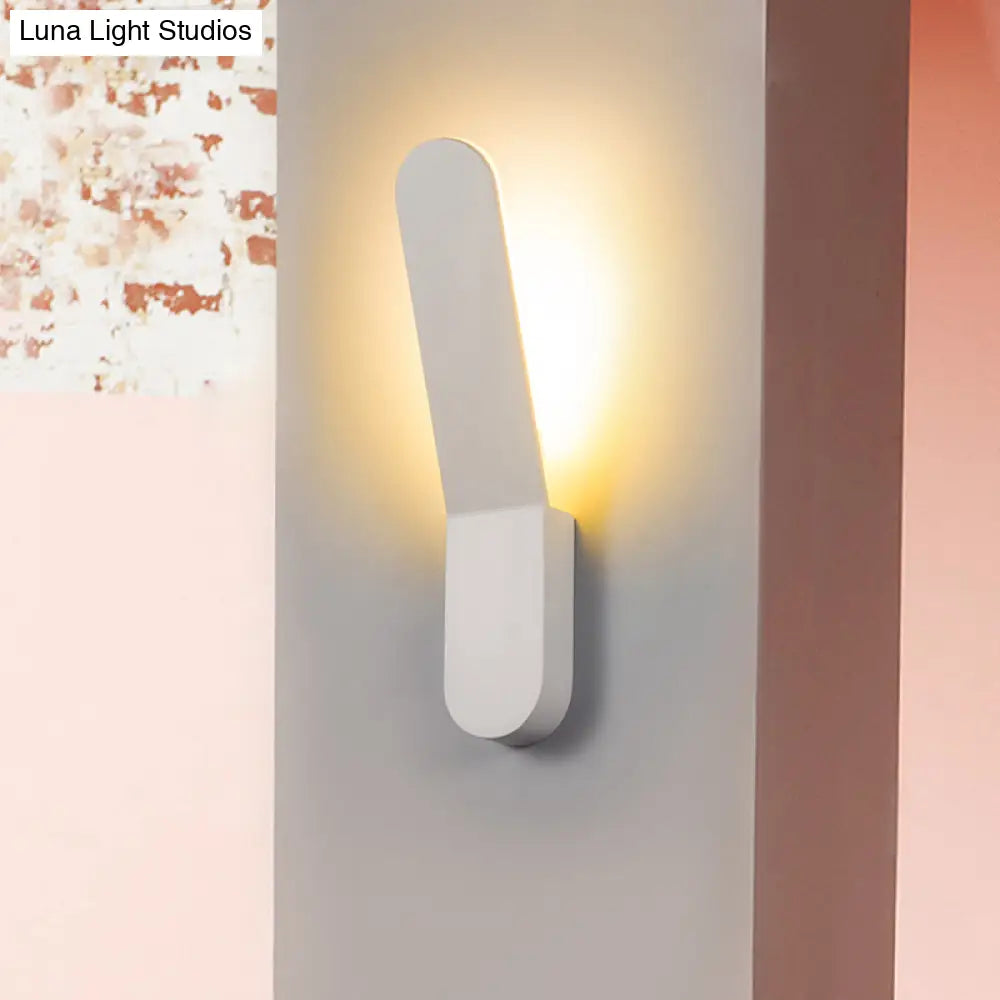 Bend Wall Washer Light - Black/White Nordic Metal Sconce For Corridor Oval Shape Warm/White Led