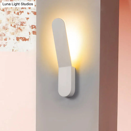 Bend Wall Washer Light - Black/White Nordic Metal Sconce For Corridor Oval Shape Warm/White Led