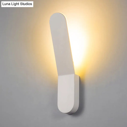 Bend Wall Washer Light - Black/White Nordic Metal Sconce For Corridor Oval Shape Warm/White Led