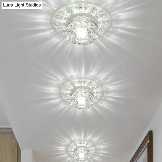 Beveled Crystal Led Flush Mount Ceiling Light With Chrome Finish