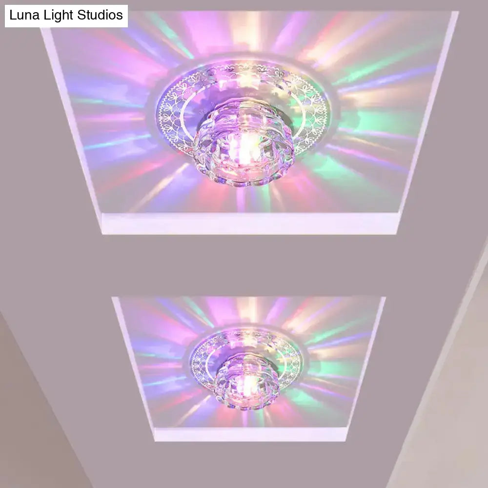 Beveled Crystal Led Flush Mount Ceiling Light With Chrome Finish