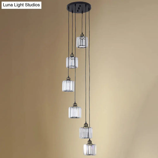 Beveled Crystal Nordic Pendant Lighting Fixture With Multiple Hanging Drum Lights