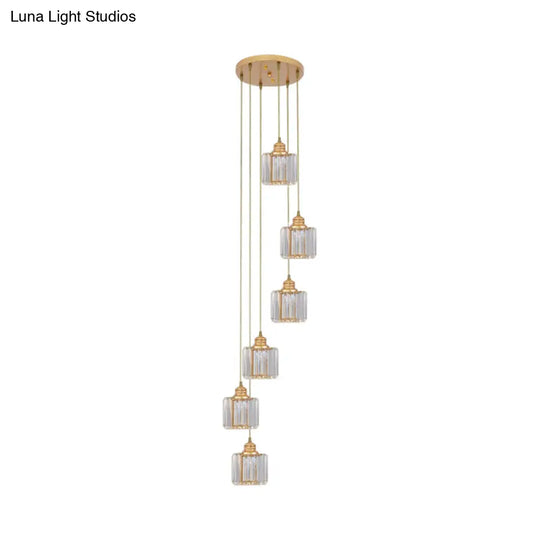 Beveled Crystal Nordic Pendant Lighting Fixture With Multiple Hanging Drum Lights