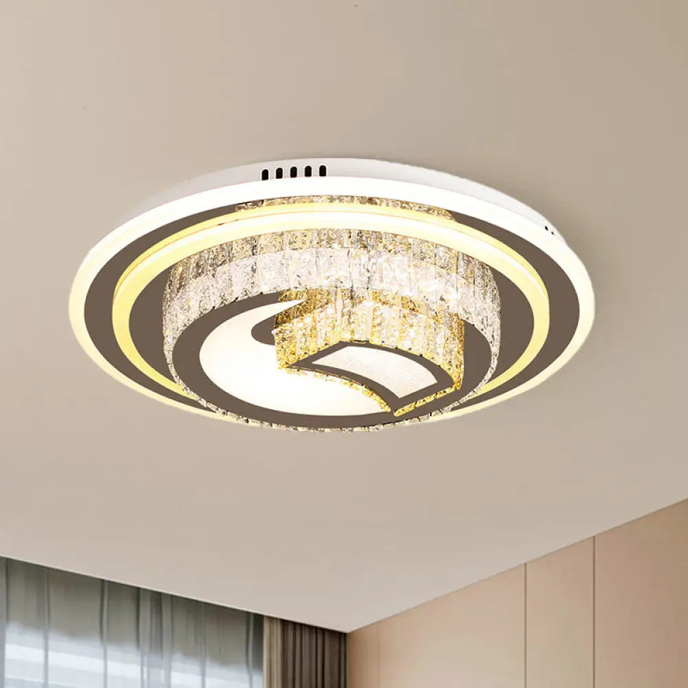 Beveled Glass Crystal Led Bedroom Ceiling Light Nickel