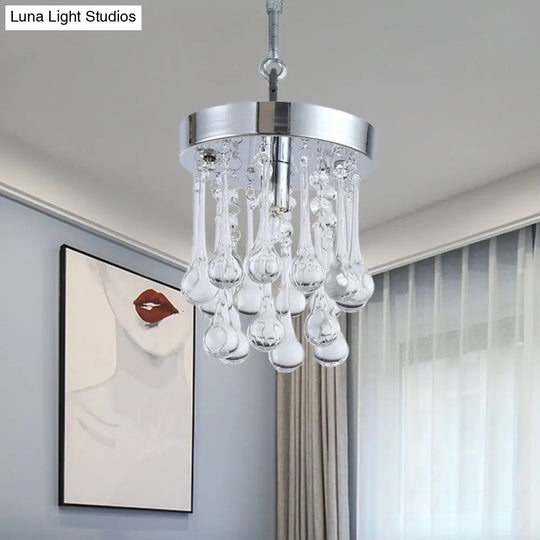 Modern Raindrop Beveled K9 Crystal Ceiling Light In Chrome - Guest Room Lighting Fixture