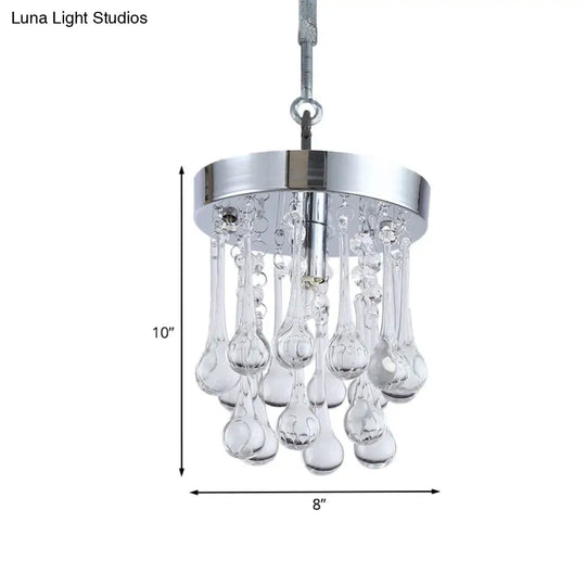 Modern Raindrop Beveled K9 Crystal Ceiling Light In Chrome - Guest Room Lighting Fixture