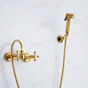 Bidet Faucets Gold Brass Bathroom Shower Blow-fed Spray Gun Nozzle Toilet Bidet Faucet Hot and Cold Water Taps Bathroom