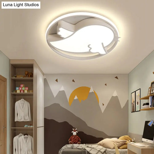 Bird Shaped Led Flushmount Light For Child Bedroom - Blue/Pink Acrylic Ceiling Fixture With Metal