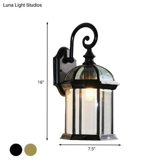 Birdcage Outdoor Wall Sconce: Rustic Clear/Frosted Glass Black/Bronze Finish