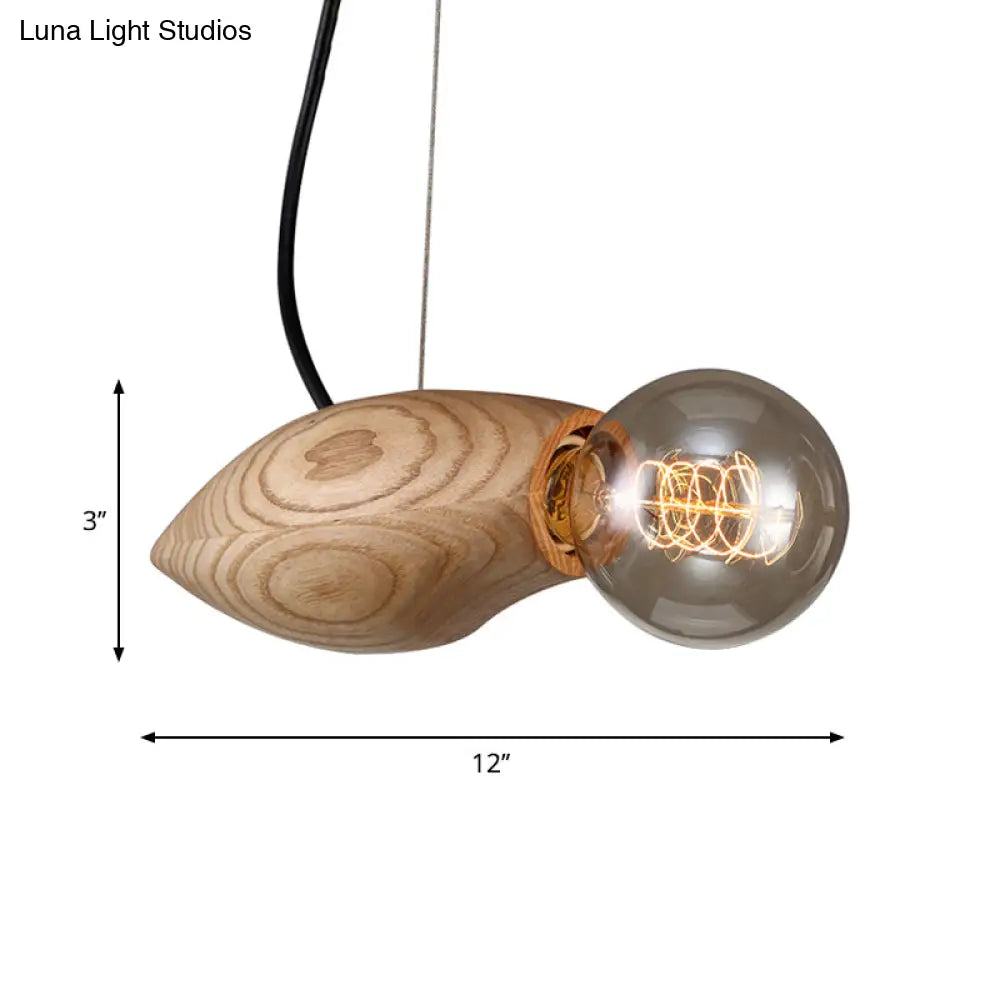 Birdie Pendant Light Kit - Nordic Wood Fixture With Open Bulb Design