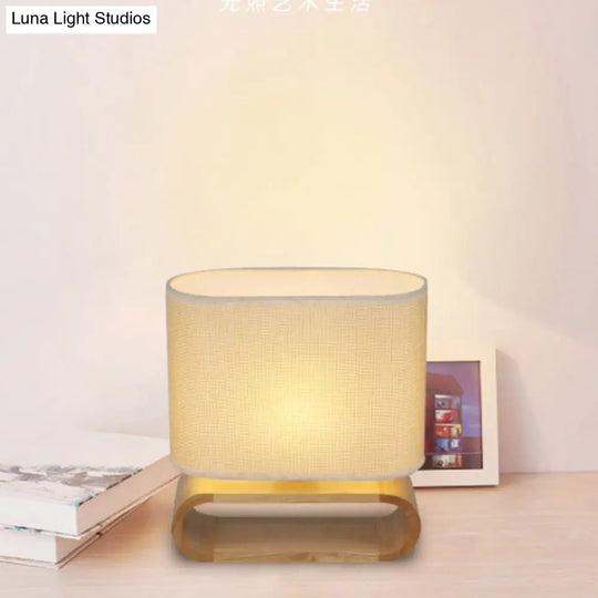 Birdun - Minimalism Wood Oval Nightstand Lamp Single Fabric Table Light For Children Bedroom