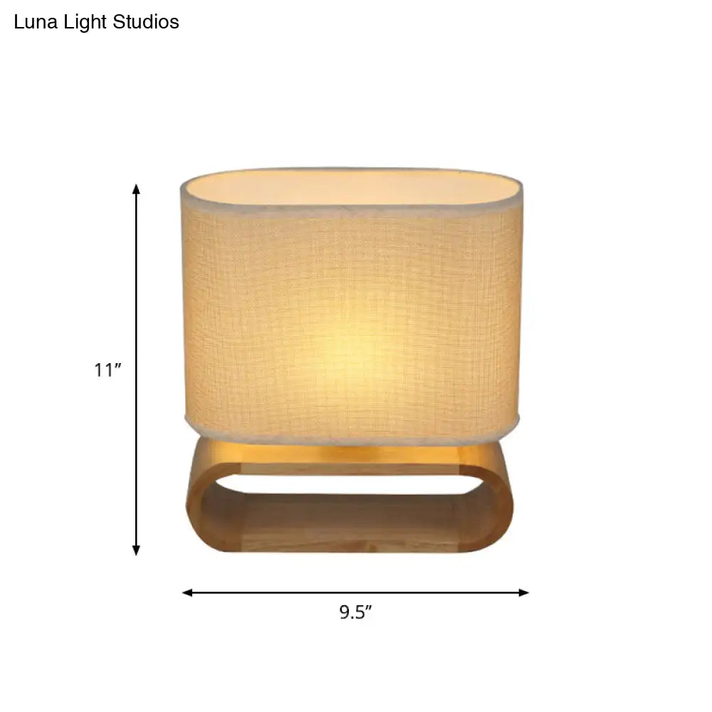 Birdun - Minimalism Wood Oval Nightstand Lamp Single Fabric Table Light For Children Bedroom