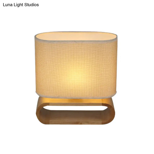 Birdun - Minimalism Wood Oval Nightstand Lamp Single Fabric Table Light For Children Bedroom