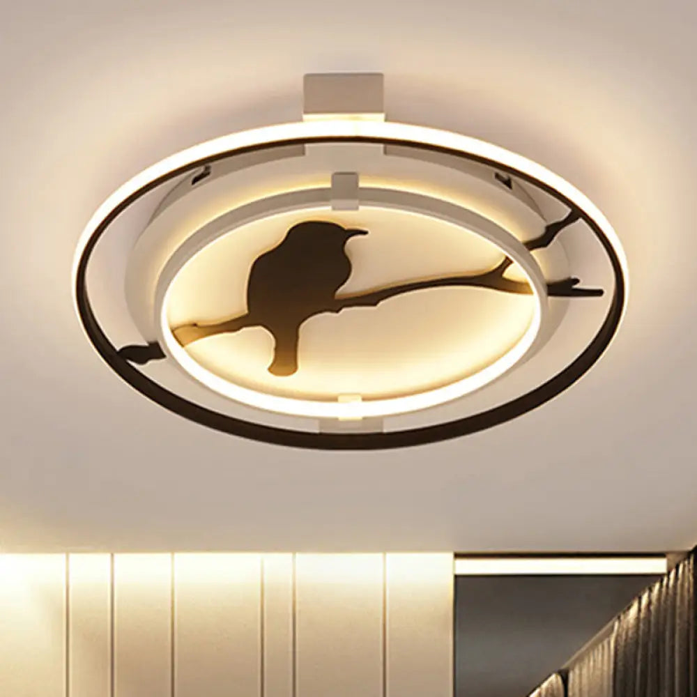 Black Acrylic Bird Ceiling Mount Light For Bathroom And Bedroom / 18’ Warm