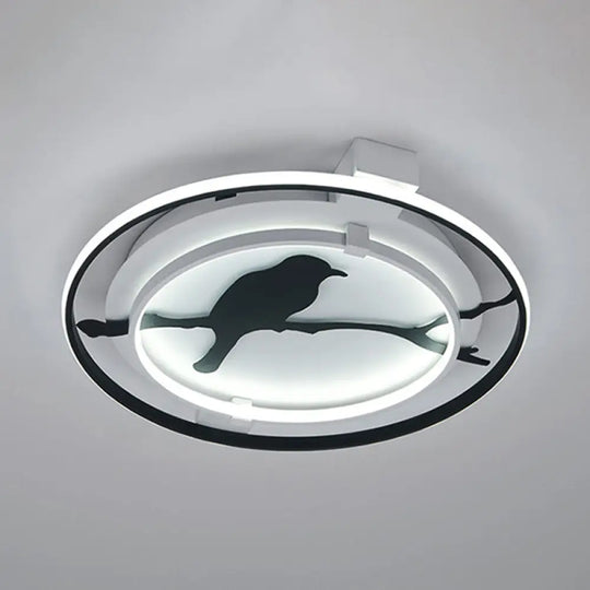 Black Acrylic Bird Ceiling Mount Light For Bathroom And Bedroom / 18’ White