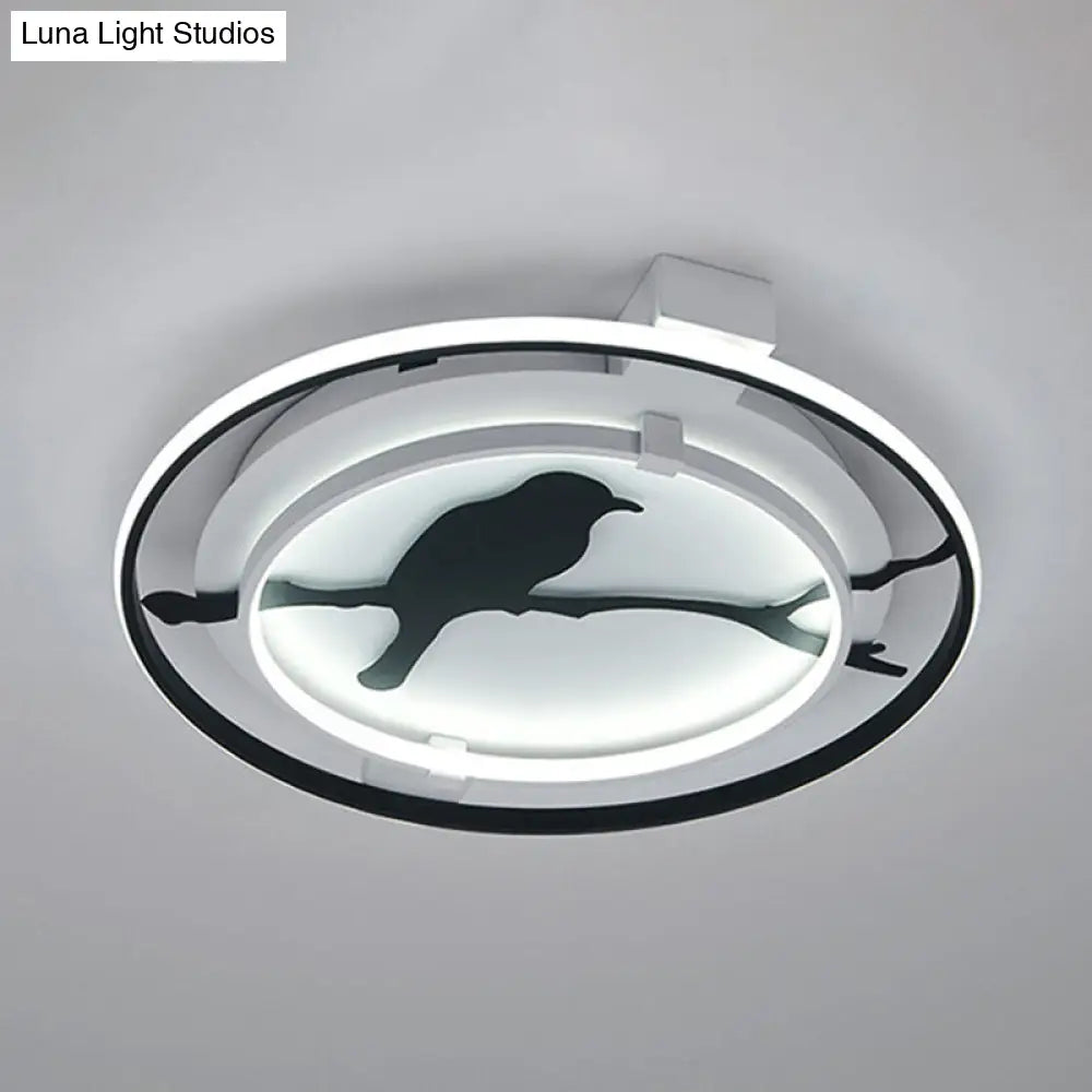 Black Acrylic Bird Ceiling Mount Light For Bathroom And Bedroom / 18 White