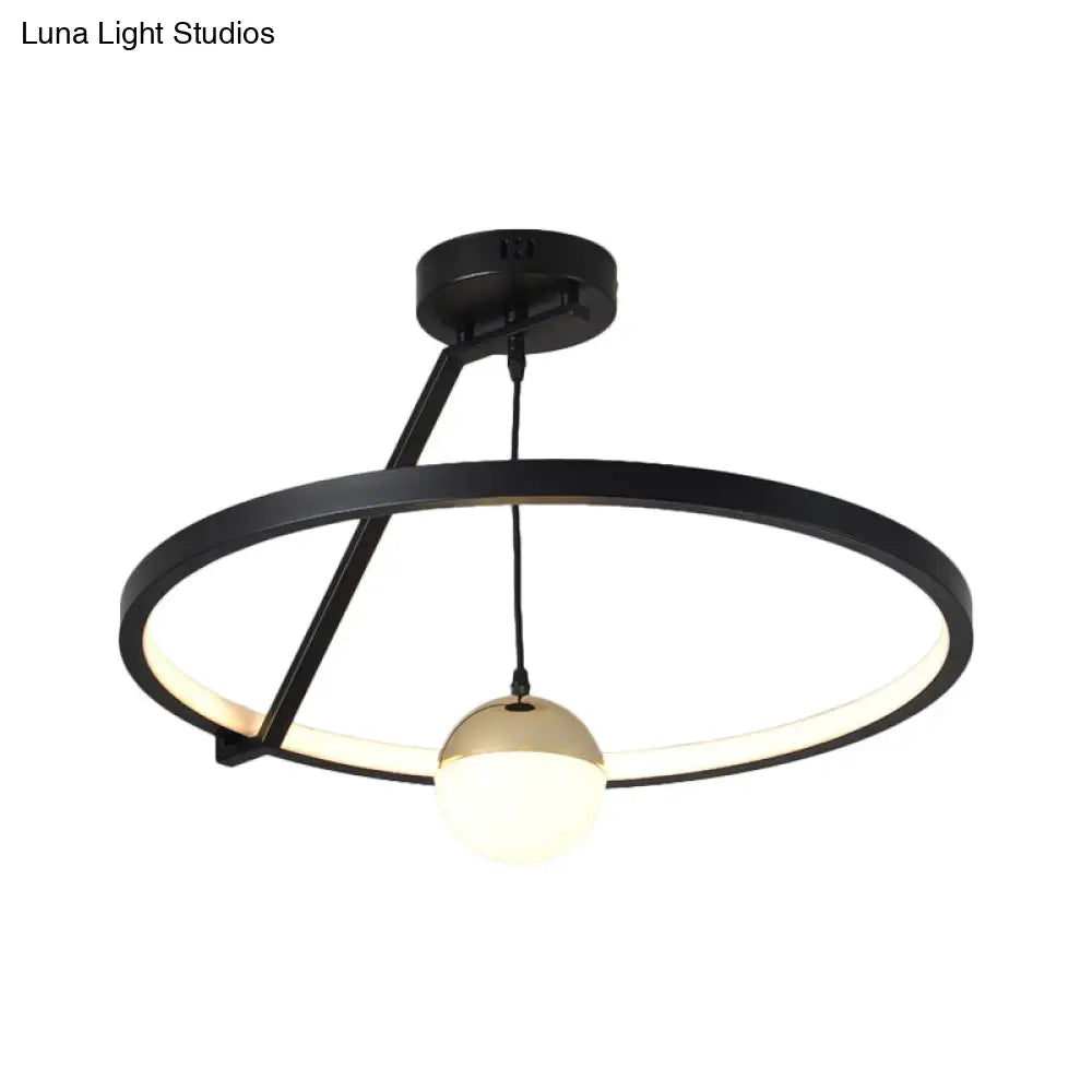 Black Acrylic Led Ceiling Flushmount Lamp - Simple Ring Design For Bedroom