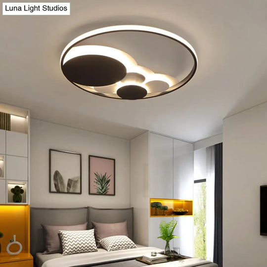Black Acrylic Led Ceiling Light - Simple Style Flush Mount For Cloth Shop / Warm