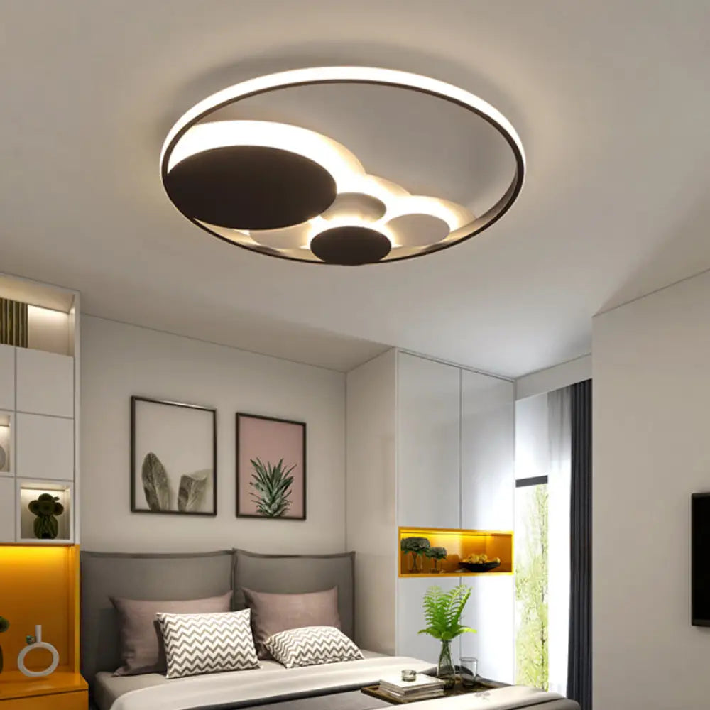 Black Acrylic Led Ceiling Light - Simple Style Flush Mount For Cloth Shop / Warm