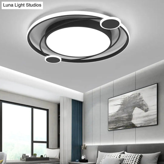 Black Acrylic Led Flush Ceiling Light For Minimalist Bedroom