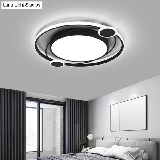 Black Acrylic Led Flush Ceiling Light For Minimalist Bedroom