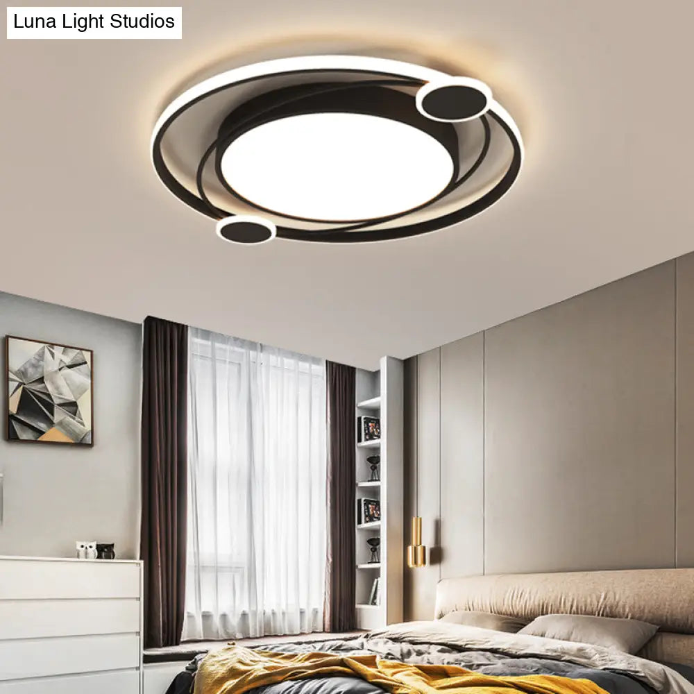 Black Acrylic Led Flush Ceiling Light For Minimalist Bedroom