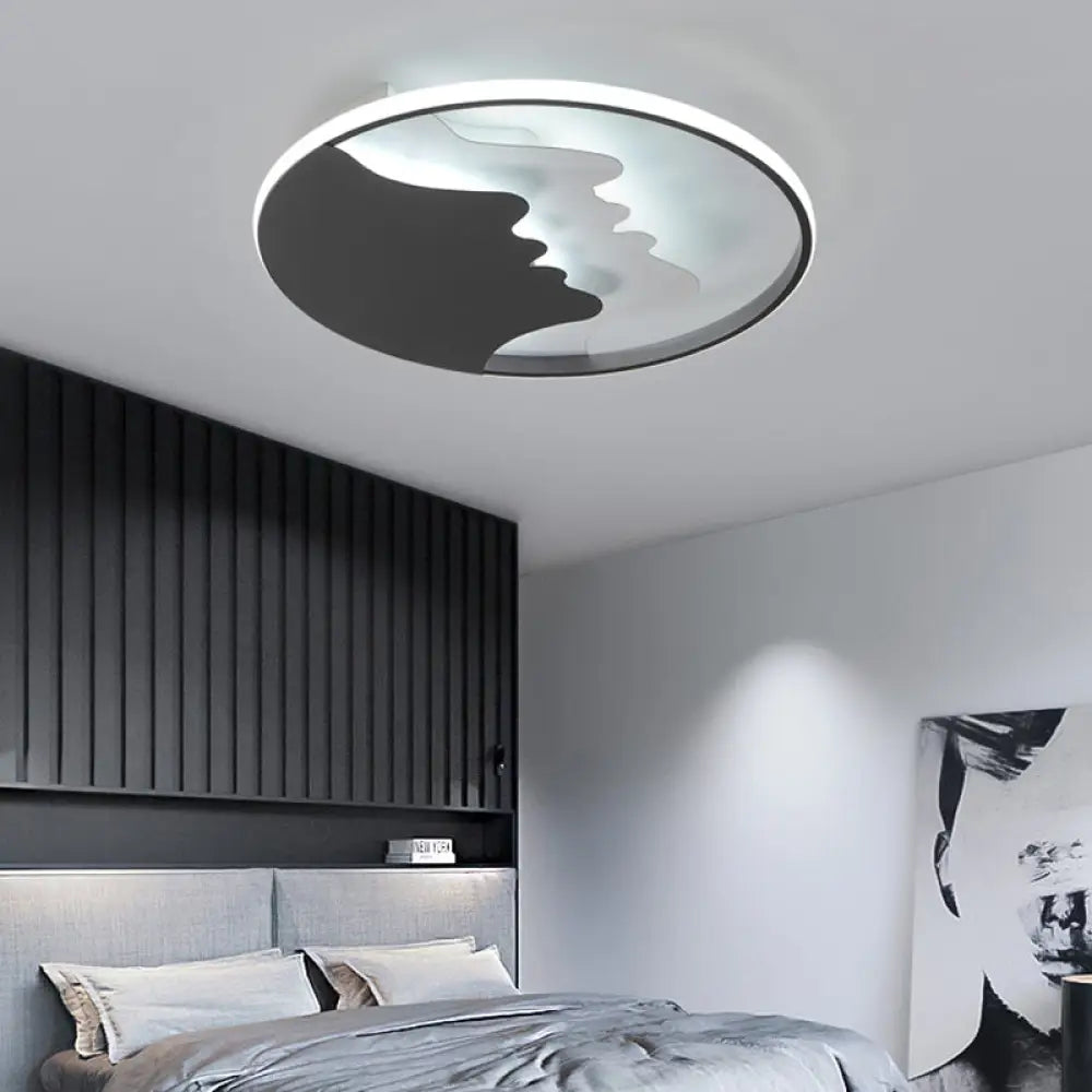 Black Acrylic Led Flush Mount Ceiling Light – Bedroom Mountain Peak Design / White