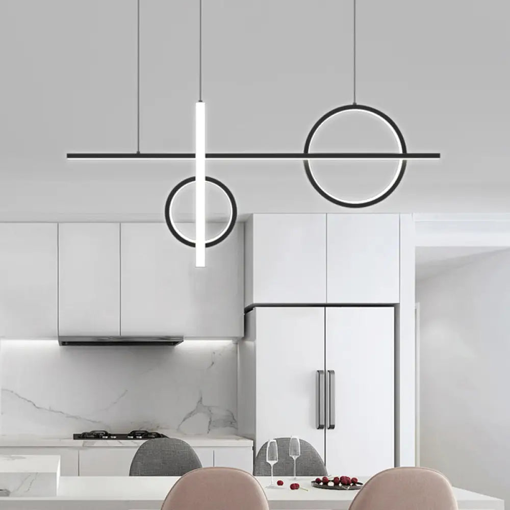 Black Acrylic Led Pendant Light: Minimalist Novelty Island Suspension / 23.5