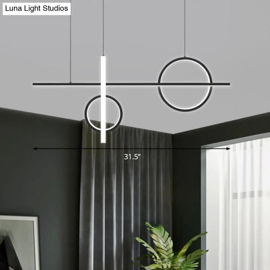 Black Acrylic Led Pendant Light: Minimalist Novelty Island Suspension