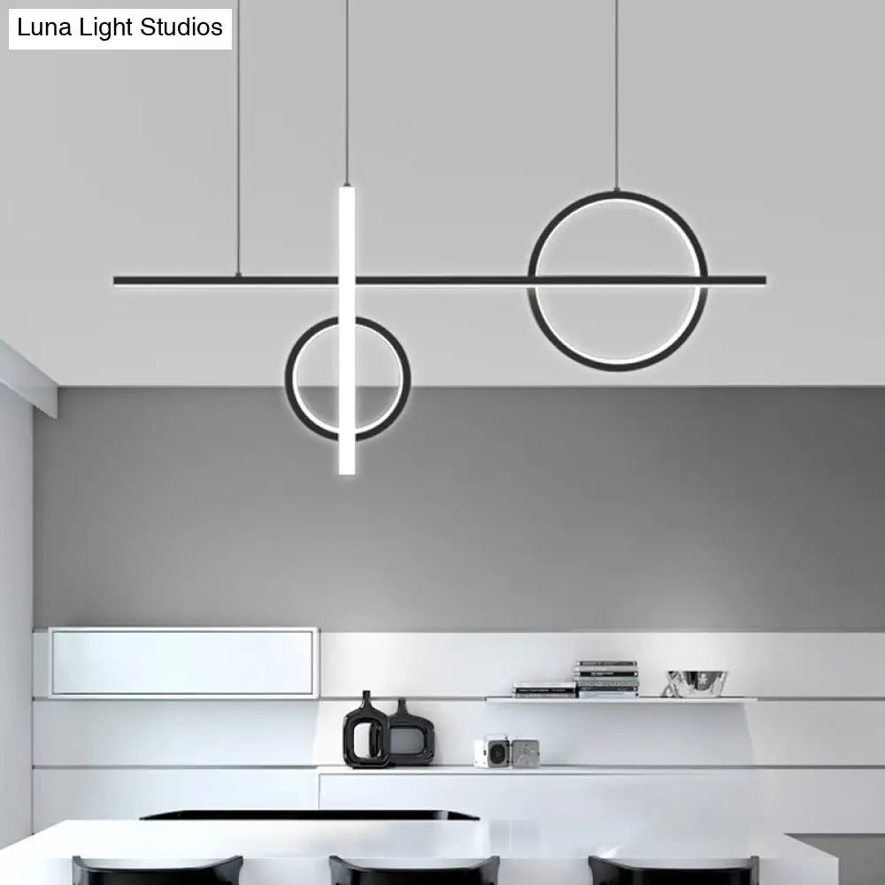 Black Acrylic Led Pendant Light: Minimalist Novelty Island Suspension