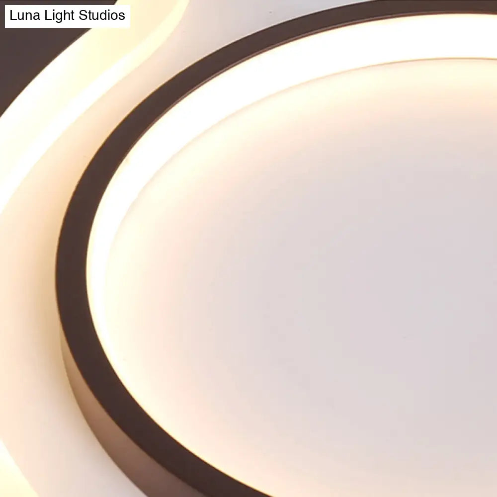 Black Acrylic Teardrop Flush Ceiling Light For Dining Room - Contemporary Led Lamp