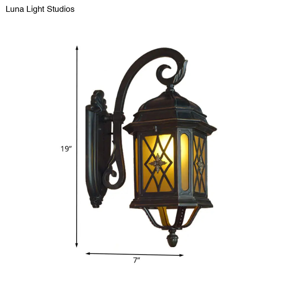 Black Aluminium Birdcage Outdoor Wall Sconce With Frosted Glass Shade