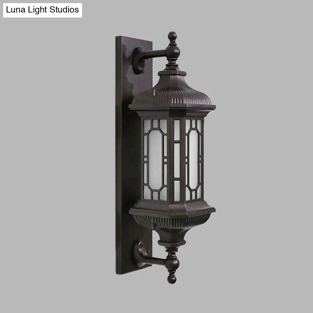 Black Aluminum Farmhouse Rectangle Sconce Light For Courtyard - 1 Bulb Wall Lamp Fixture