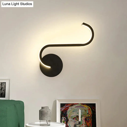 Black Aluminum Led Bedside Sconce With Warm/White Light