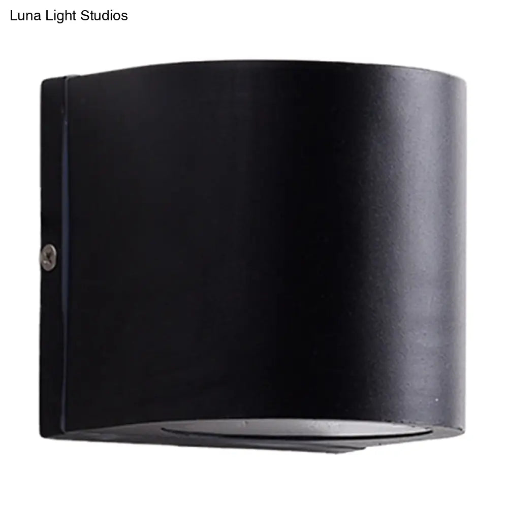 Black Aluminum Led Outdoor Cylinder Wall Light - Minimalist Flush Sconce