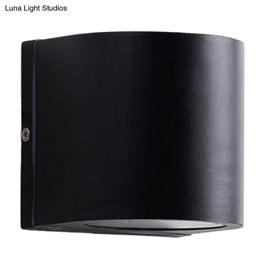 Black Aluminum Led Outdoor Cylinder Wall Light - Minimalist Flush Sconce