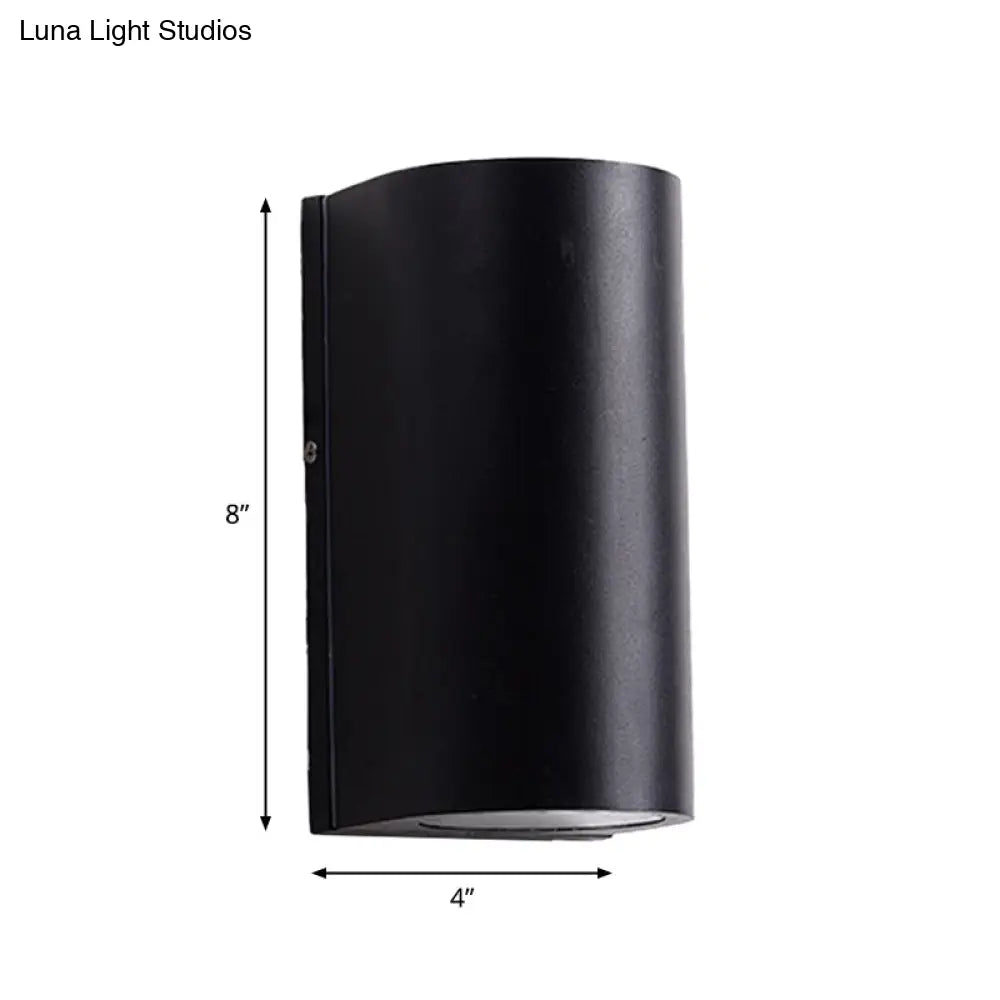 Black Aluminum Led Outdoor Cylinder Wall Light - Minimalist Flush Sconce