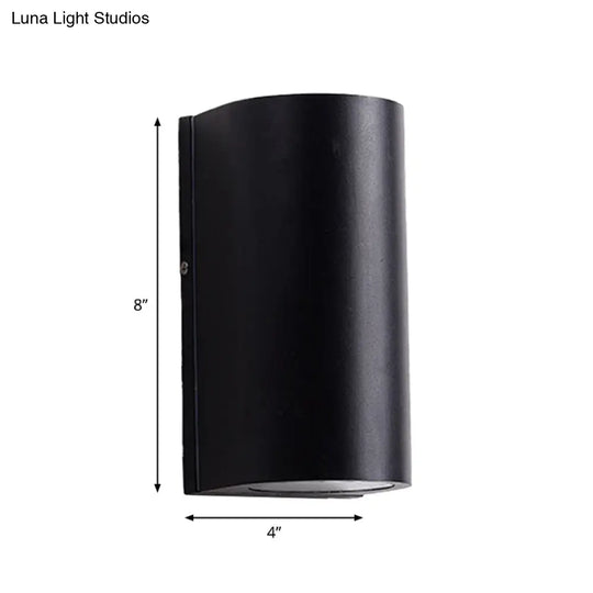 Black Aluminum Led Outdoor Cylinder Wall Light - Minimalist Flush Sconce