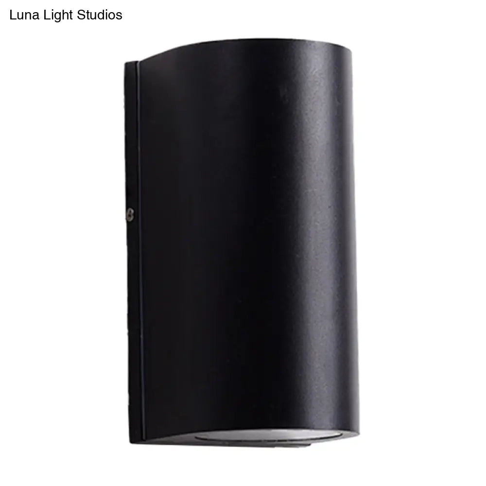 Black Aluminum Led Outdoor Cylinder Wall Light - Minimalist Flush Sconce