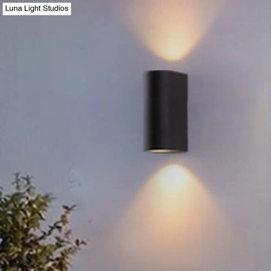 Black Aluminum Led Outdoor Cylinder Wall Light - Minimalist Flush Sconce