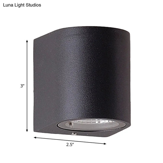 Black Aluminum Led Outdoor Cylinder Wall Light - Minimalist Flush Sconce