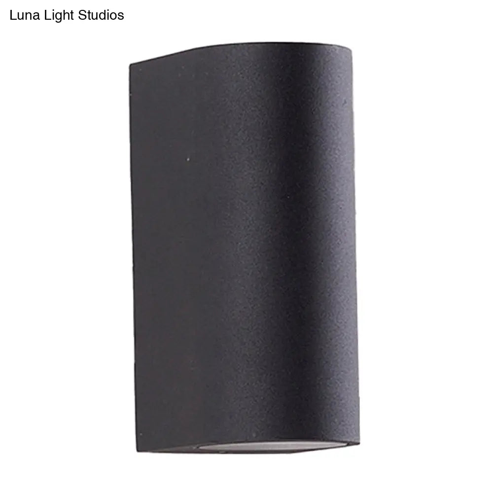 Black Aluminum Led Outdoor Cylinder Wall Light - Minimalist Flush Sconce