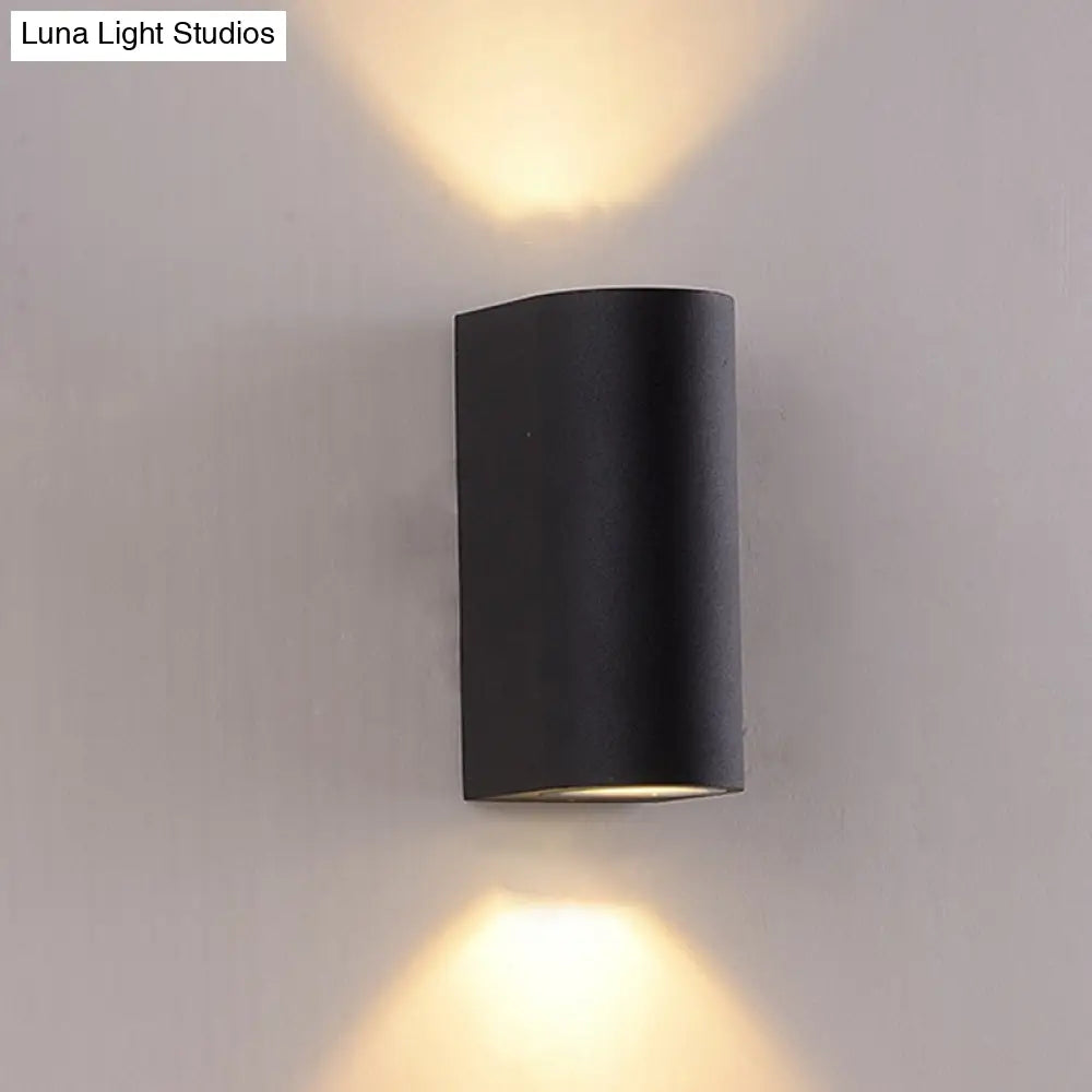 Black Aluminum Led Outdoor Cylinder Wall Light - Minimalist Flush Sconce