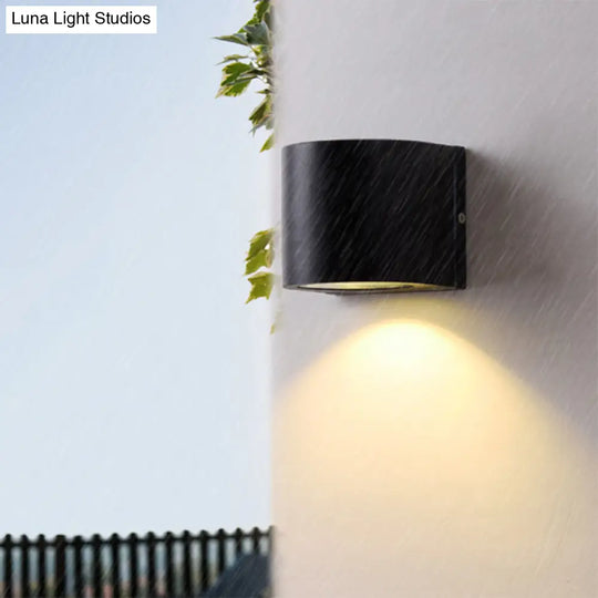 Black Aluminum Led Outdoor Cylinder Wall Light - Minimalist Flush Sconce