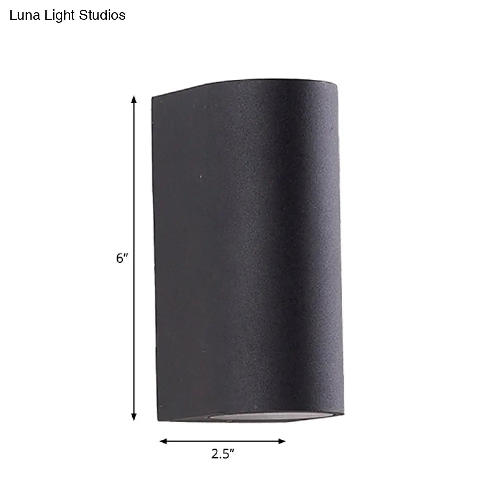 Black Aluminum Led Outdoor Cylinder Wall Light - Minimalist Flush Sconce